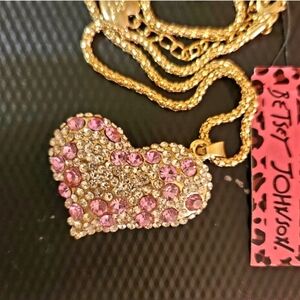 Elegant Heart Pendant On Long Goldtone Chain